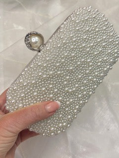 Pearl Encrusted Clutch Bag with Pearl Clasp