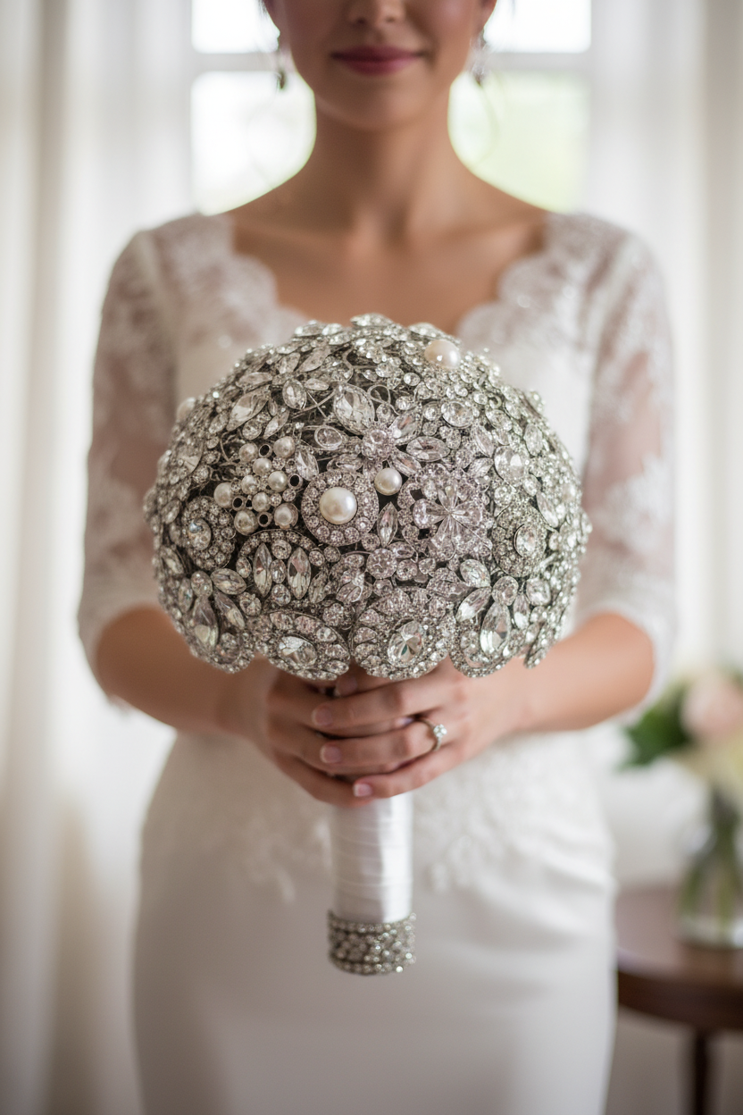 Bespoke Crystal Bouquet Bridal Shot