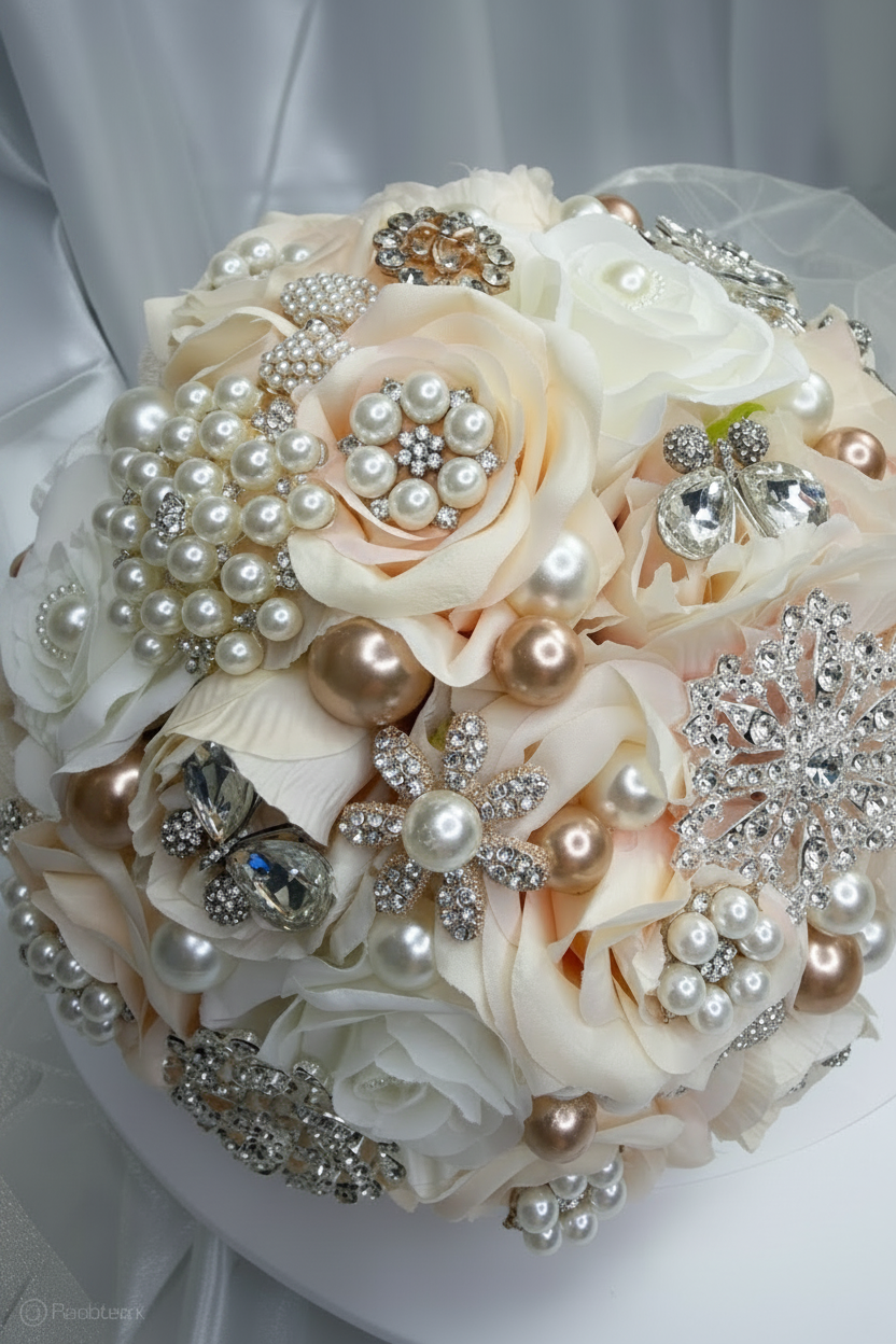 Bouquet with Rose Gold Pearls