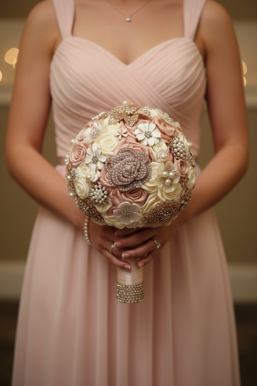 Bridesmaid Holding Brooch Bouquet