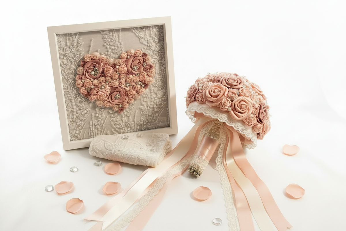 Brightened Heart Shadow Box Flat Lay