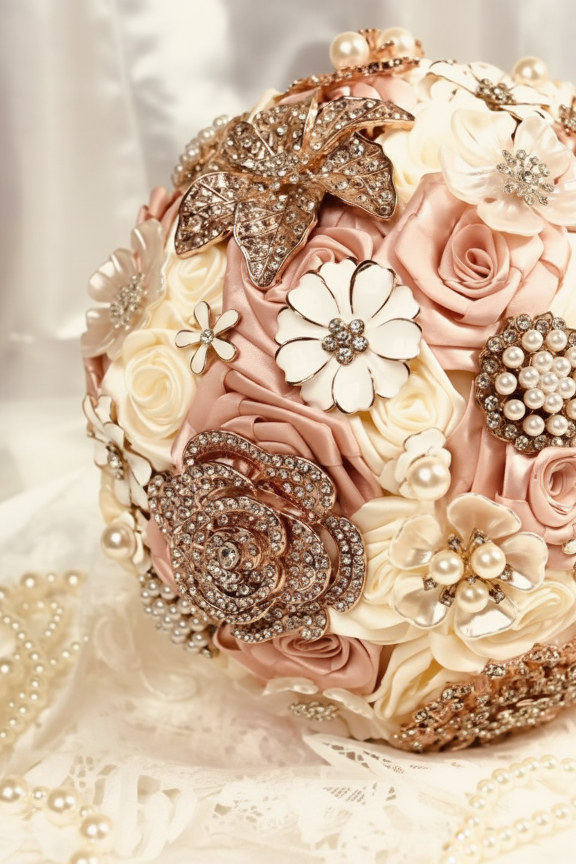 Brooch Bouquet Romantic Background Enhanced