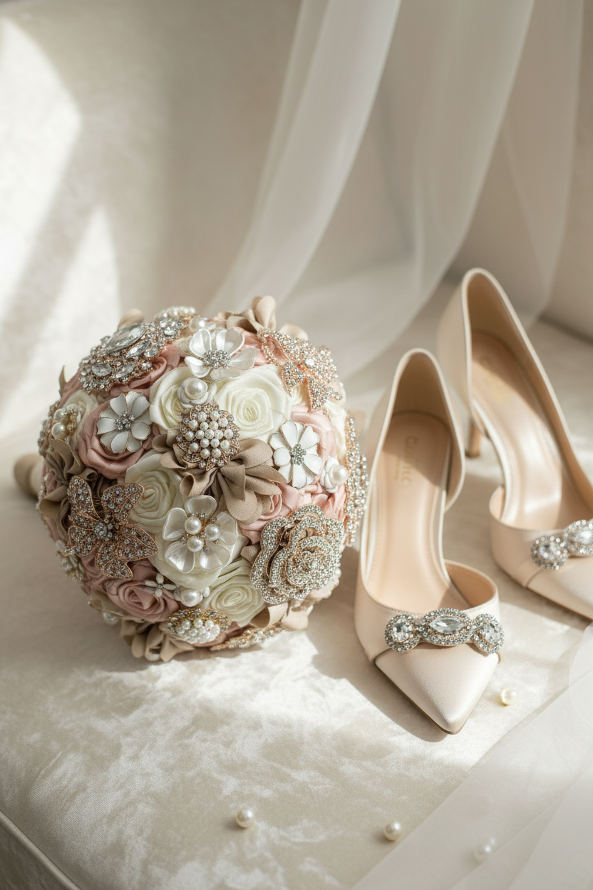 Cappuccino Bouquet with Bridal Shoes
