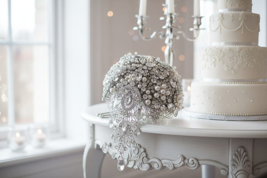 Crystal Bouquet with Wedding Cake