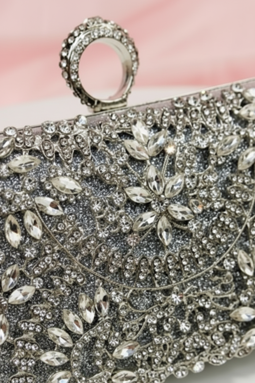 Diamante Clutch Bag Close Up Sharpened