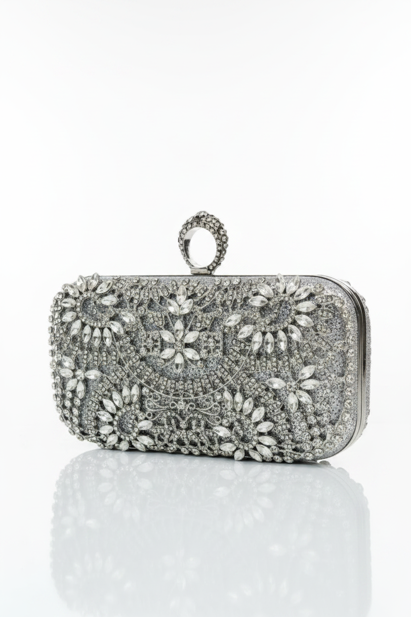 Diamante Clutch Bag White Background
