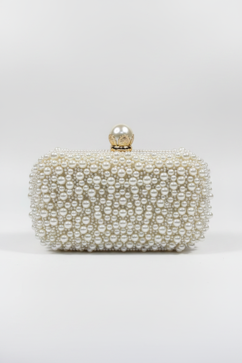 Gold Trim Pearl Clutch Enhanced