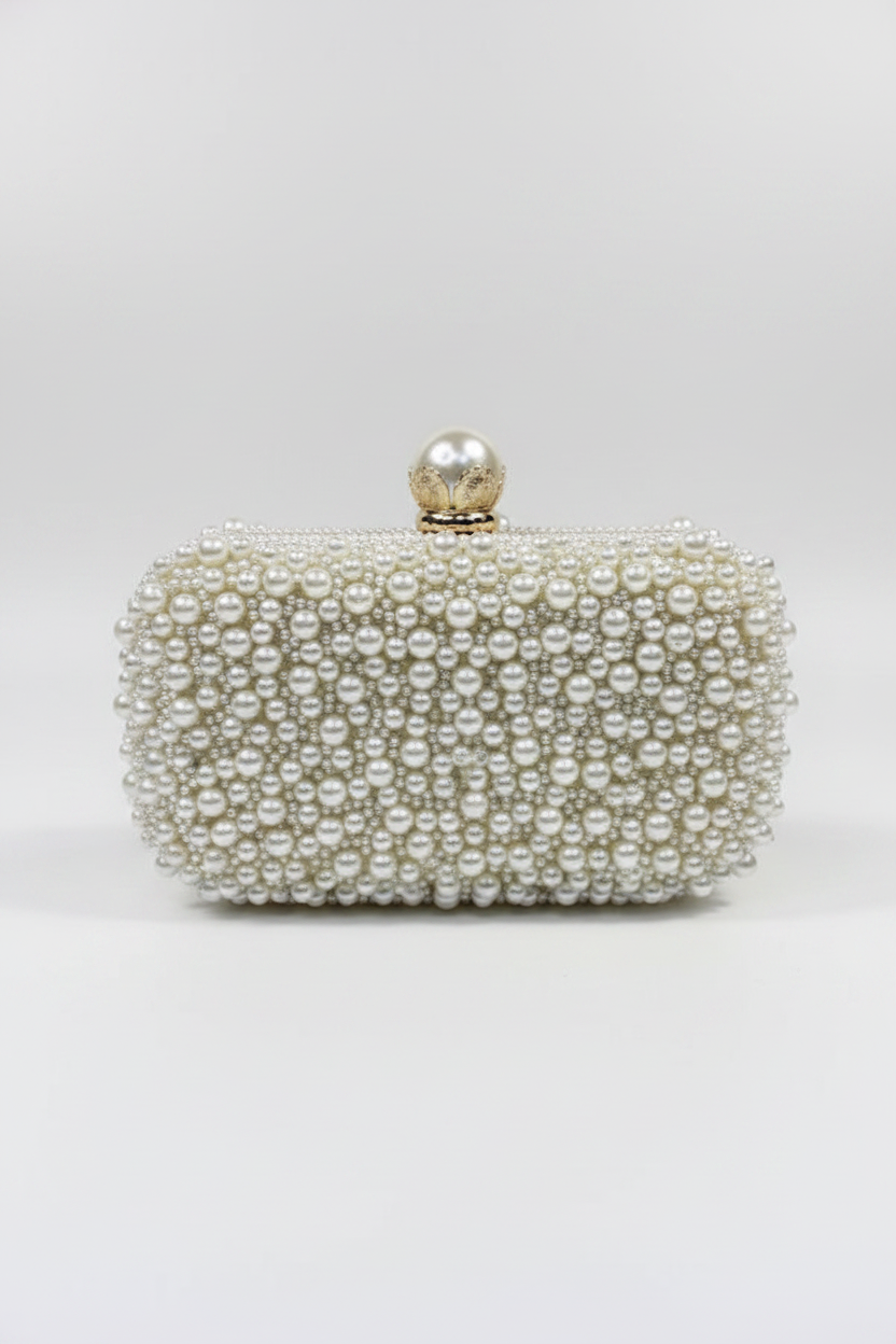 Gold Trim Pearl Clutch Enhanced