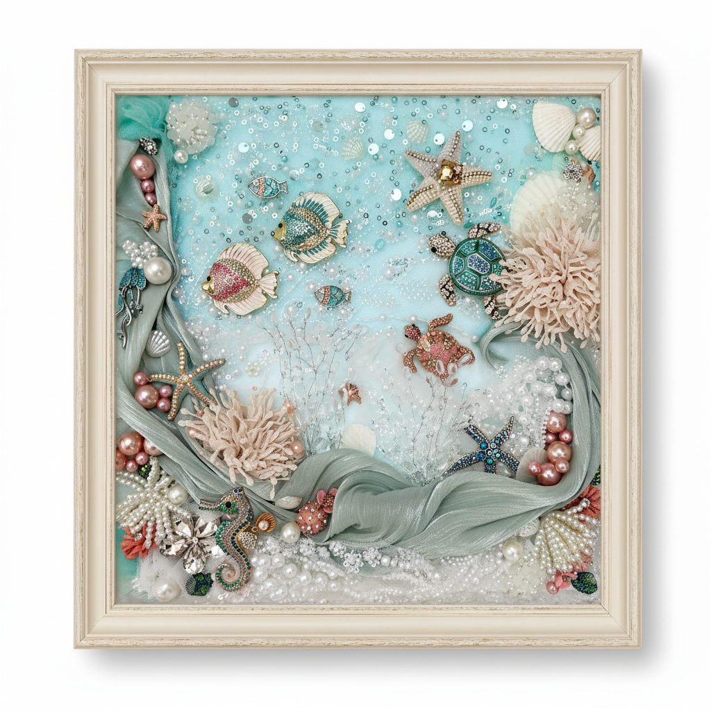Ocean artwork in ivory frame