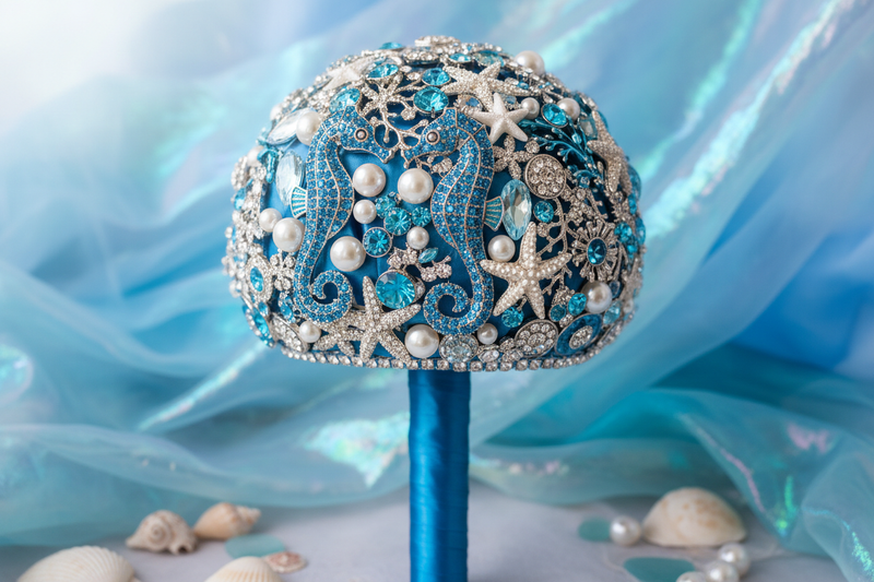 Oceanic Brooch Bouquet Hero Mermaid Background
