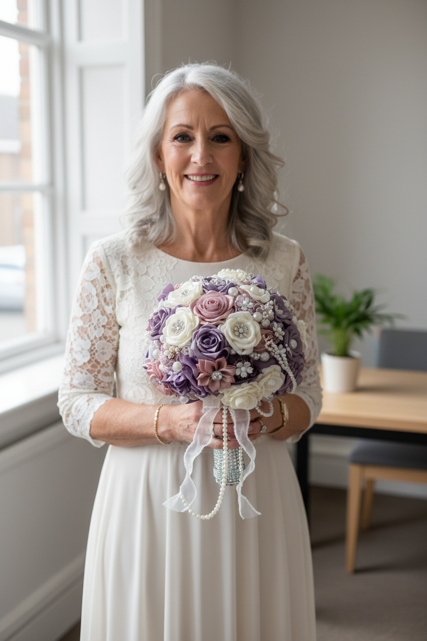 Older bride registry office lifestyle shot