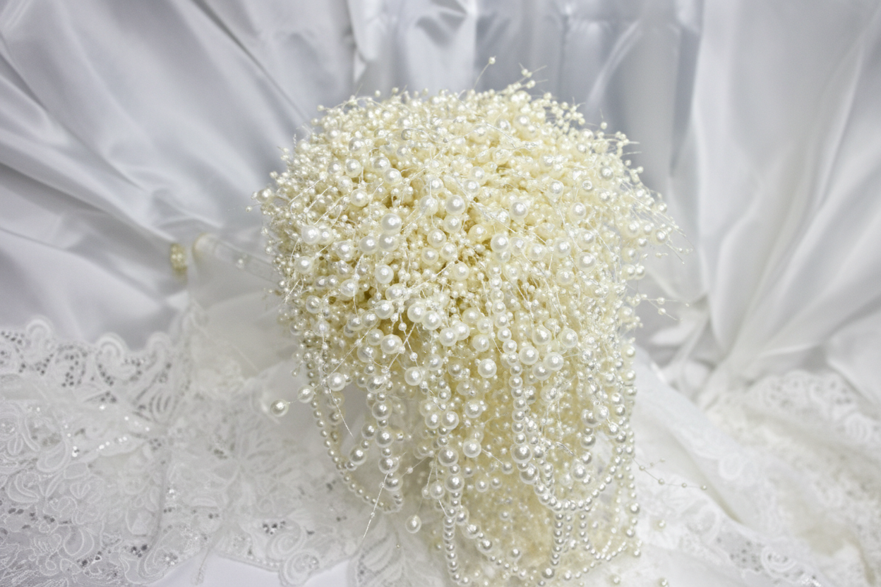 Pearl & Crystal Waterfall Bouquet Enhanced
