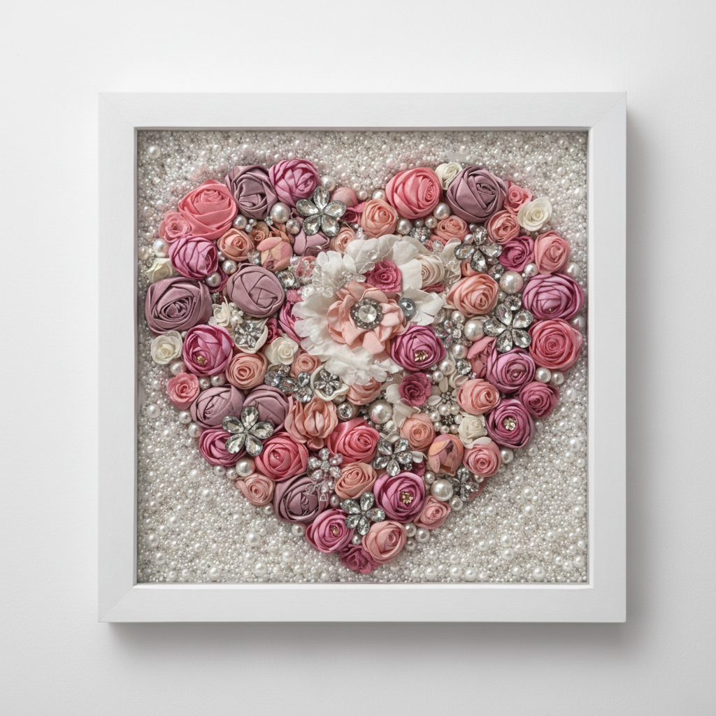 Pink heart in white frame
