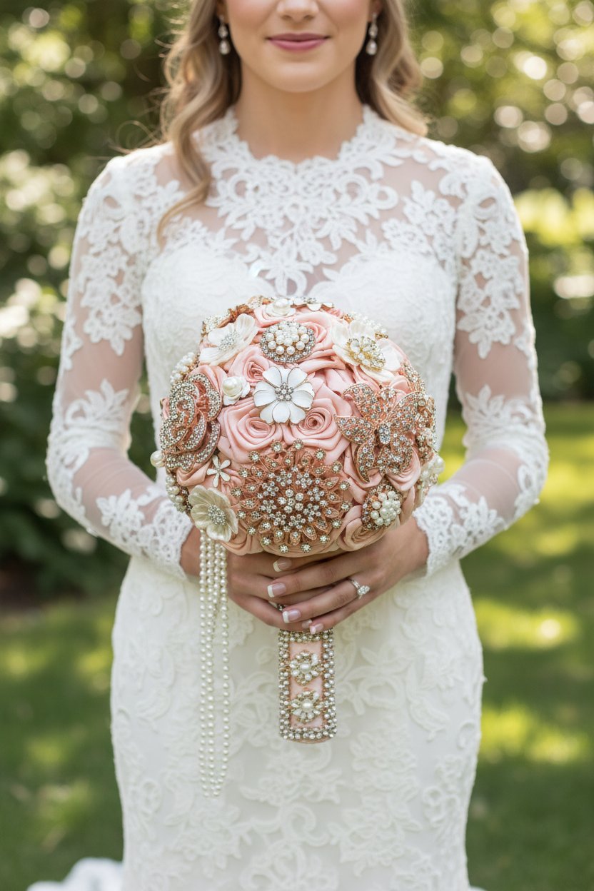 Pink with Rose Gold & Pearl - Bridal