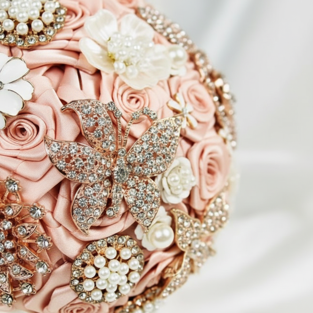 Pink with Rose Gold & Pearl - Detail