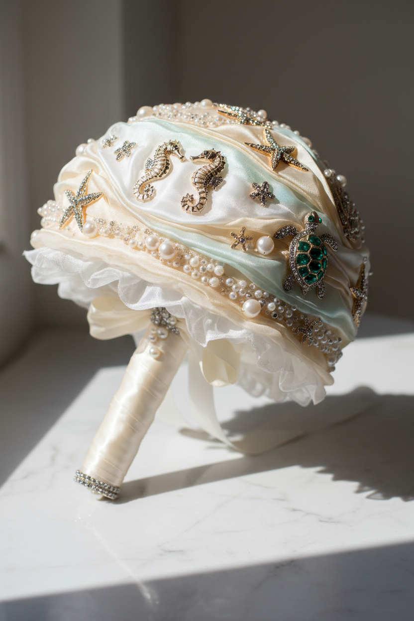 Twin Seahorse Pearl Bouquet
